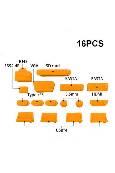Choice 16pcs Orange 1set/16pcs Silicone Notebook Anti Dust Plug Cover Stopper Type C Laptop Dustproof USB P