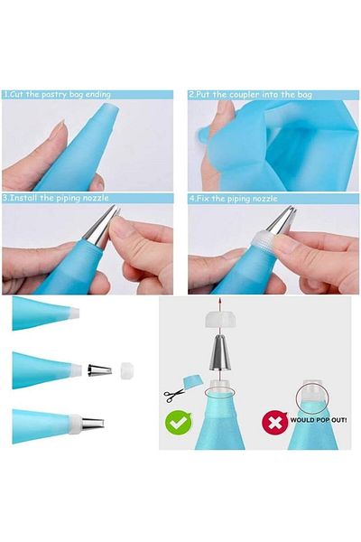 COOYA 136-Piece Cake Decorating And Baking Accessories Kit,With Rotating Turntable Stand Blue