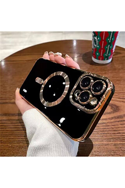 Choice حافظة شحن لاسلكية مغناطيسية فاخرة مطلية بالكهرباء لهاتف iPhone 11 باللون الأسود لهاتف iPhone 15 14 13 12