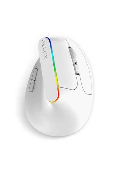 Choice ماوس ألعاب لاسلكي أبيض ديلوكس M618c، صامت، مريح، رأسي، مزود بـ 6 أزرار، مستقبل USB، RGB 1600 Dp