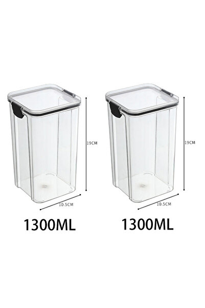 Choice 2 قطعة 1300 مللي مجموعة من 5 قطع من برطمان محكم الغلق لتخزين الطعام من البلاستيك الشفاف منظم مطبخ متعدد الحبوب