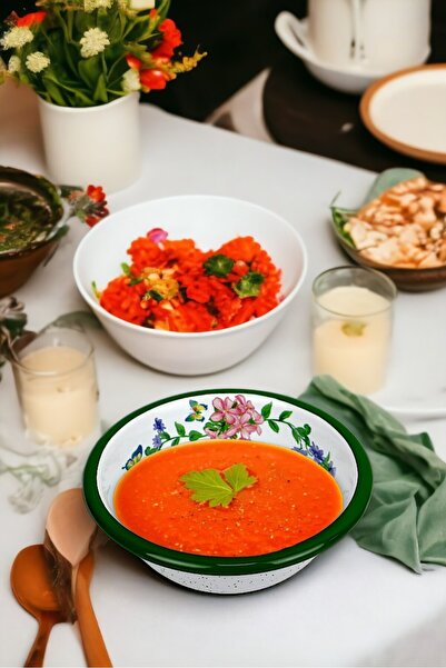 İnci Emaye No. 13 Enamel Bowl, Plate, Dowry, Pit Plate, Soup Bowl, Food Plate 13 cm