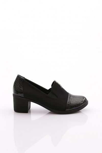 DGN Black Crocodile Women's Heeled Shoes - 341623648