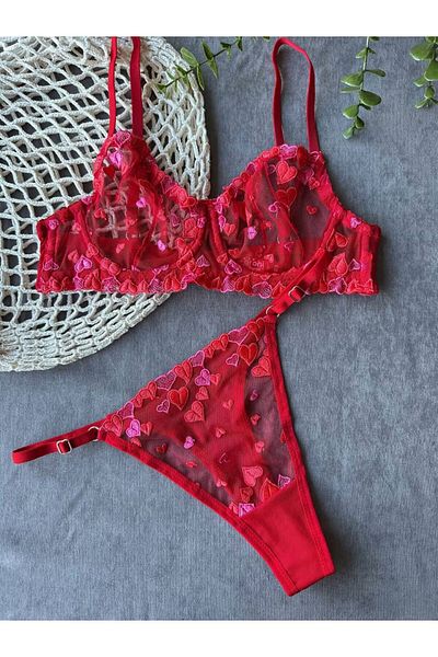 RUYAZ Lace Underwire Women's Red New Year's Special Underwear Set Bra Set