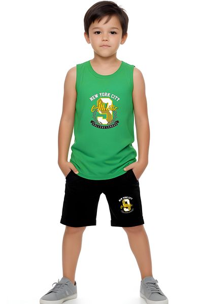 panios kids New York Athletic Printed Boys' Sling T-Shirt and Shorts Bottom-Top Set