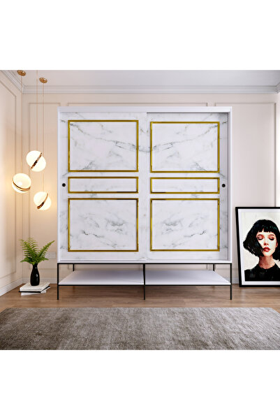 PASİFİC HOME Martin 2 Kapaklı Sürgülü Gardırop Elbise Dolabı,190 cm, Beyaz & ...