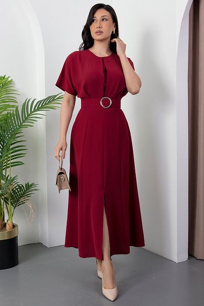 PULLIMM Rochie cu mânecă liliac cu gât și curea DKS1055