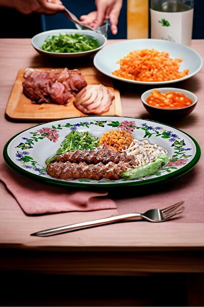 İnci Emaye 30 No 30 Cm Emaye Yemek Tabağı Tabak Servis Yemek Kamp Piknik, Çeyiz, Hediye