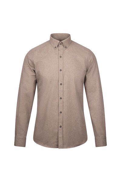 Hatemoğlu Καφέ Slim Fit Βαμβακερό πουκάμισο με μακρυμάνικο γιακά με κουμπιά