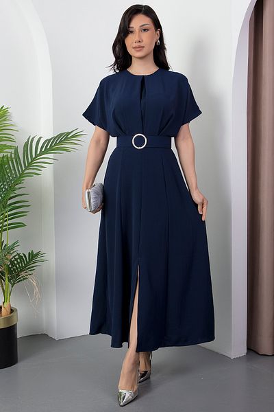 PULLIMM Rochie cu mânecă liliac cu gât și curea DKS1055