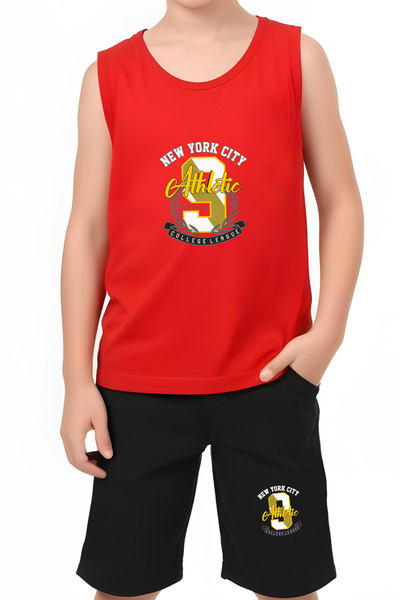 panios kids New York Athletic Printed Boys' Sling T-Shirt and Shorts Bottom-Top Set