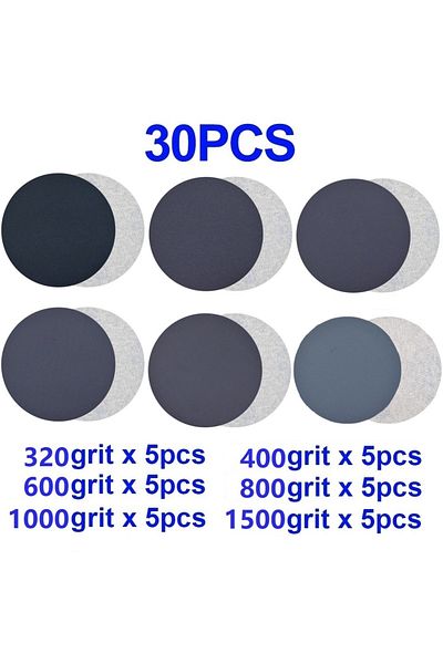 Choice 30pcs 3inch 75mm Sanding Discs Wet/dry Sandpaper 320, 400, 600, 800, 1000, 1500 Grit High Quality...