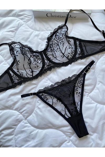 CES'Y LİNGERİE Σετ σουτιέν με κέντημα C Cup Plus Size