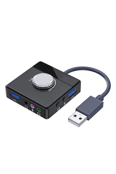 Choice black Nworld USB External Sound Card 3 Ports To 3.5mm Jack Driver-Free Volume Adjustable Sound Card