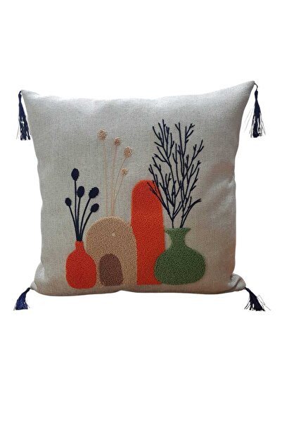 Çiğdem Tuhafiye Bohem Punch Biblo Desenli Yastık Kılıfı
