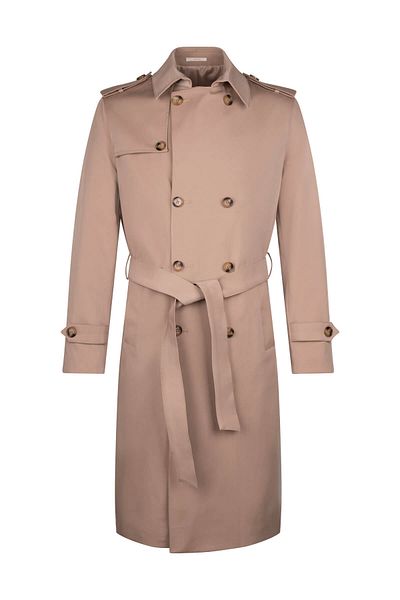 Hatemoğlu Beige Slim Fit Baby Collar Cotton Trench Coat