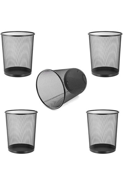 AKDC Metal Mesh Dustbins, Set of 5, Black and Grey