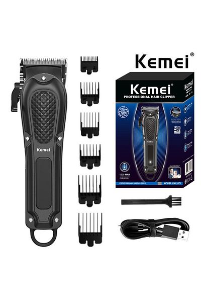 Kemei KM-1071BOX ماكينة قص الشعر الكهربائية Kemei KM-1071 UBS القابلة لإعادة الشحن وماكينة تشذيب اللحية للرجال قوية