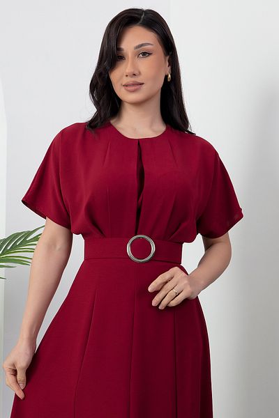 PULLIMM Rochie cu mânecă liliac cu gât și curea DKS1055