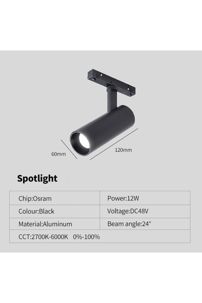 Choice مصباح كشاف أبيض دافئ 3000 كلفن 12 وات مصباح مسار مغناطيسي جديد قابل للتعتيم مع جهاز تحكم عن بعد 48 فولت مصباح سقف LED