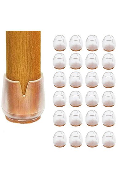 Choice 16Pcs L-25mm-29mm Transparent Felt 16pcs Silicone Chair Leg CapsFelt Non-slip Floor Protector Furnit