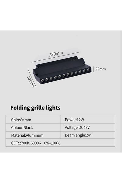 Choice Warm white 3000K fold grille 12w New Magnetic Track Light Dimmable Remote Control 48VLed Ceiling Lam