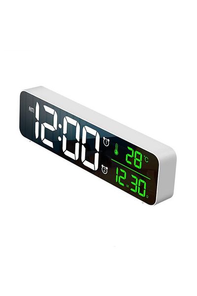 Choice A White LED Digital Alarm Clock Temperature Date Display Snooze USB Desktop Mirror LED Clocks for Li