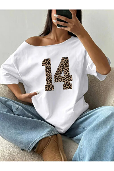 Keywest Γυναικείο μπλουζάκι Boat Neck 14 Printed Oversize 100% Cotton T-shirt