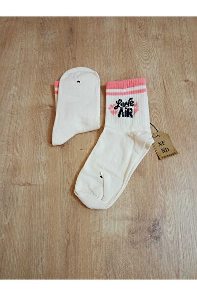 ENEFENDİ Γυναικείες κάλτσες από μαλακό βαμβάκι με διπλό σχέδιο - Arakonç Cream Pink 36-40