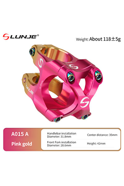 Choice جذع دراجة جبلية قصير من LUNJE باللون الوردي الذهبي، أجزاء دراجة، جذع د...