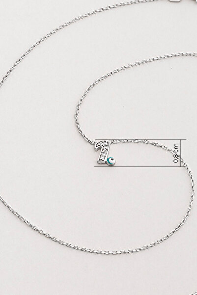 So CHIC... I Harfi 18 Ayar Beyaz Altın Kaplama 45 Cm Gümüş Nazar Kolye