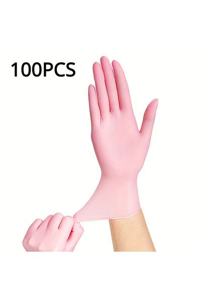 Choice S 100pcs 100/50/20pcs Light Pink Disposable Nitrile Gloves Waterproof Anti-static Durable Light Pink