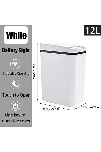 Choice 12L White Battery Bathroom Touchless Trash,12L Motion Sensor-Activated Trash Can with Lid,Automatic