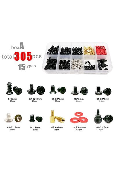 Choice 305pcs/box Computer PC Case Assemble Repair Set Kit Screw Bolt Standoff for Hard Disk Drive Fan M...