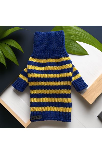 Lady Fify Turtleneck Yellow Navy Blue Fan Sweater for Cat Dog