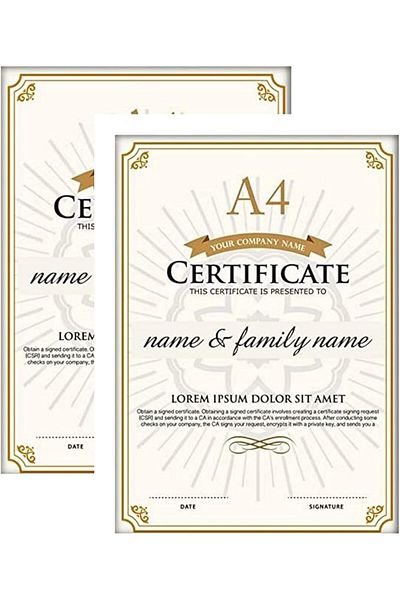 AKDC Certificate Frame 28x10.2cm with White Mat & Real Glass for Wall/Table A4 [Pack of 2]