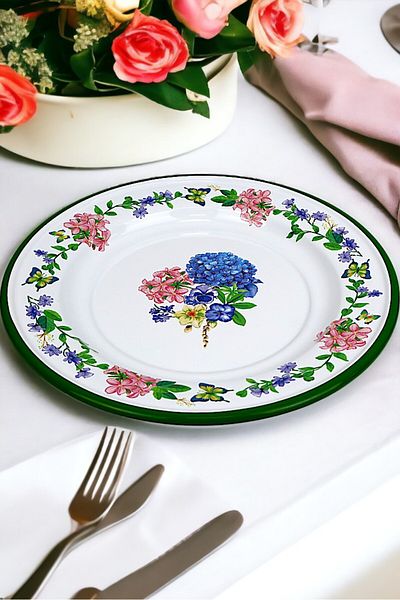 İnci Emaye 30 No 30 cm Enameled Dinner Plate - Plate Serving, Camping Picnic and Gift Dowry