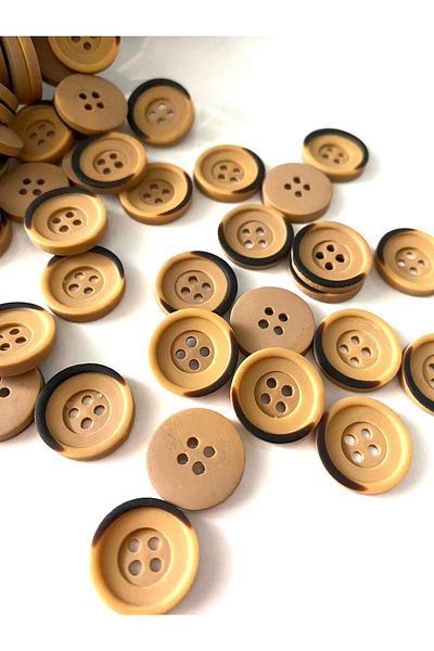 canan dizayn 15 mm (24 Boy) Burned Model Beige Polyester Button (25 Pcs)