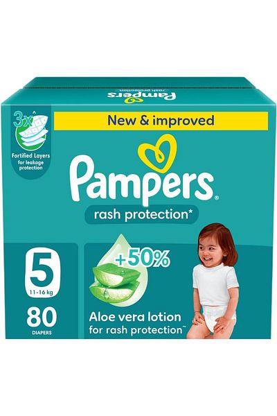 Pampers Rash Protection, Size 5, 11-16 kg, Jumbo Box, 80 Diapers