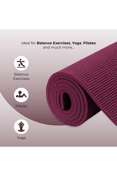 anythingbasic Nivia Yoga Mat (8mm, Maroon) – Premium Comfort with Mesh Bag