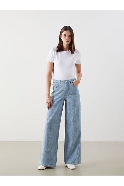 LC Waikiki Pantaloni de damă cu picioare largi cu model