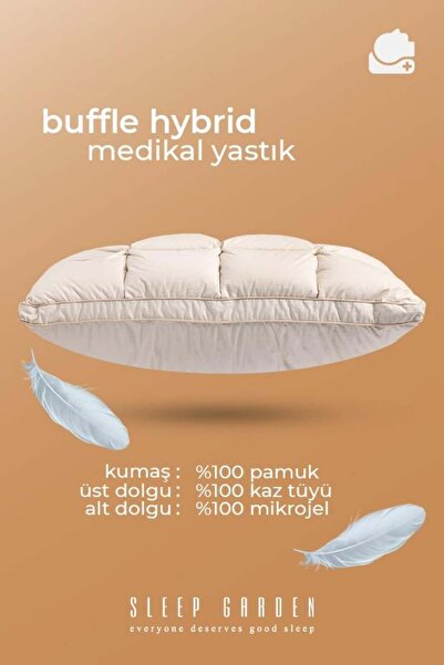 Sleep Garden Buffle Hybrid Kaz Tüyü Medikal Yastık Jüt Keten Çantalı 50x70