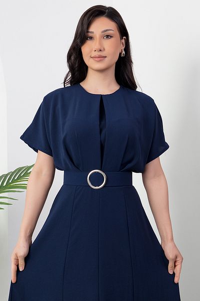 PULLIMM Rochie cu mânecă liliac cu gât și curea DKS1055