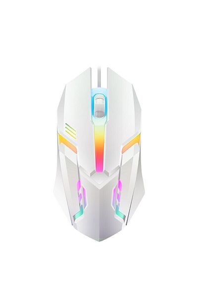 Choice ماوس ألعاب سلكي USB بإضاءة خلفية LED من ITLY M01 باللون الأبيض قطعة واحدة لأجهزة الكمبيوتر المكتبية والكمبيوتر المحمول والمكتب
