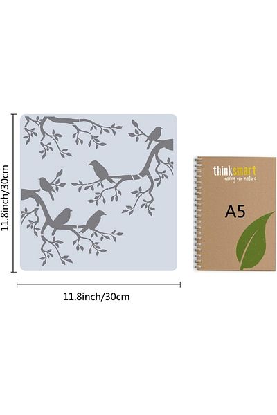 Choice Tree Stencil Template Bird Large 11.8x11.8 Inch Reusable Birds on Tree Stencil Leaf Silhouette Si...