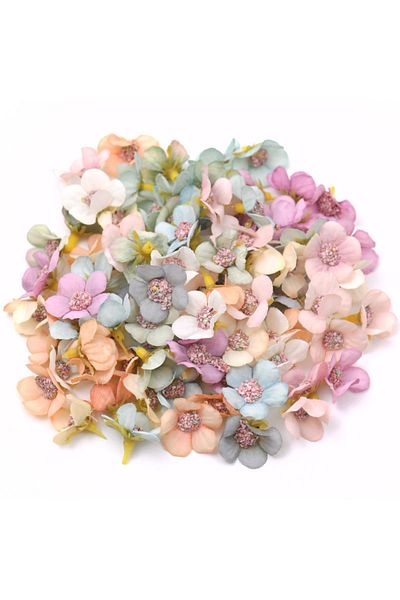 Choice 100pcs Mix 100pcs 2cm Multicolor Daisy Flower Head Mini Silk Artificial Flower For Crown Scrap Weddi