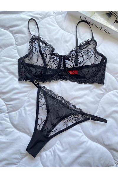 CES'Y LİNGERİE Σετ σουτιέν με κέντημα C Cup Plus Size