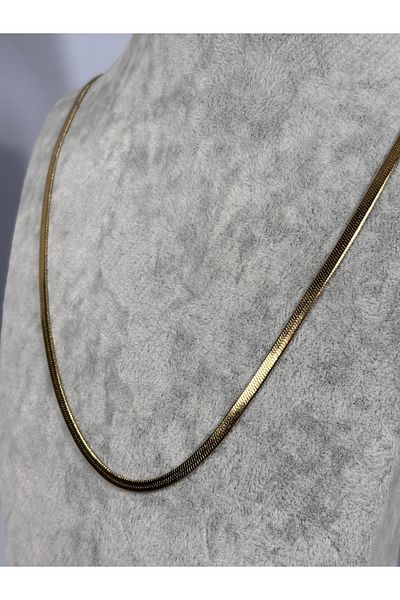 Uzak Işıklar Italian Flat Gold Steel Necklace 60cm