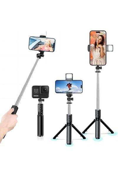 Choice حامل ثلاثي القوائم S04 LED مزود بضوء وجهاز تحكم عن بعد وحامل ثلاثي القوائم قابل للتمديد