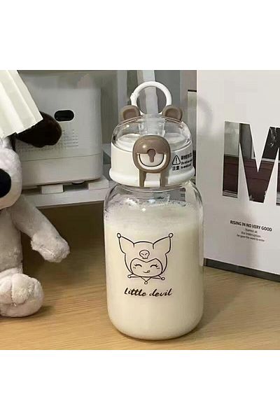 SANRIO Kuromi 600ml Hello Kitty Pochacco Transparent Straw Cup Anime Cartoon Kuromi Cinnamoroll For